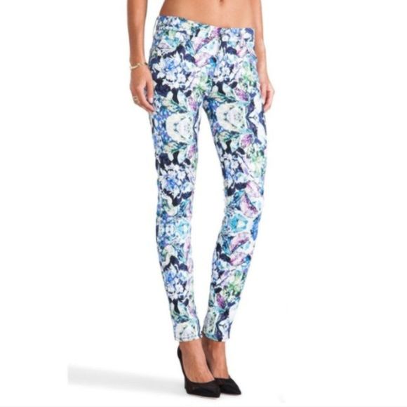 7 For All Mankind Floral Kaleidoscope Skinny Jeans, Size 25 - Picture 2 of 8